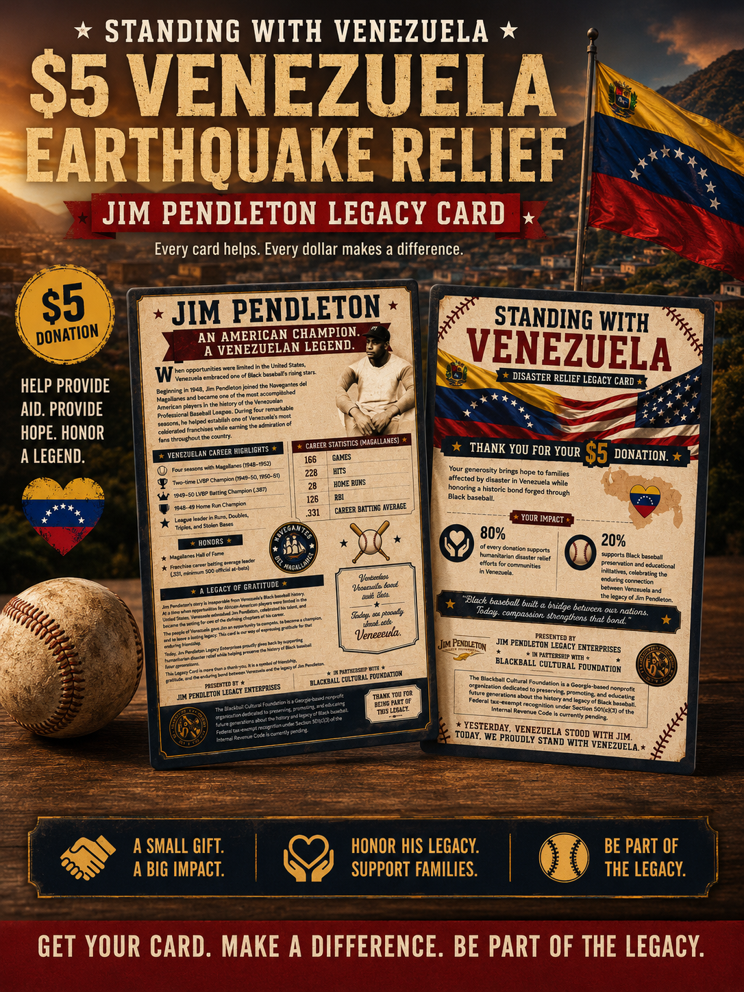 Venezuelan Earthquake Relief Jim Pendleton Legacy Card